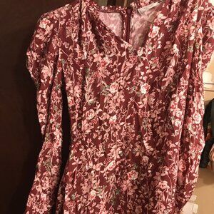 Sage the Label red floral long sleeve dress Size S
